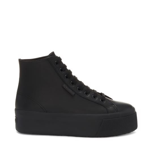 Siyah 2708 Hi Top Nappa Kadın Siyah Bilekli Sneaker - Superga®