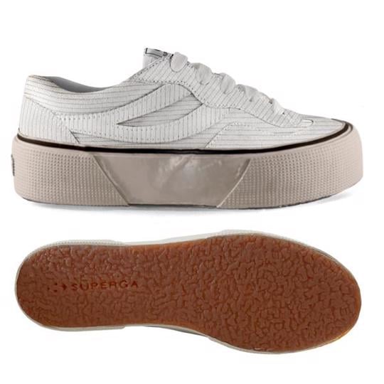 Beyaz 3041 Revolley Platform Corduroy Kadın Beyaz Platform Sneaker - Superga®