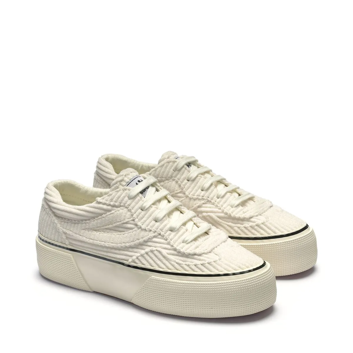 Beyaz 3041 Revolley Platform Corduroy Kadın Beyaz Platform Sneaker