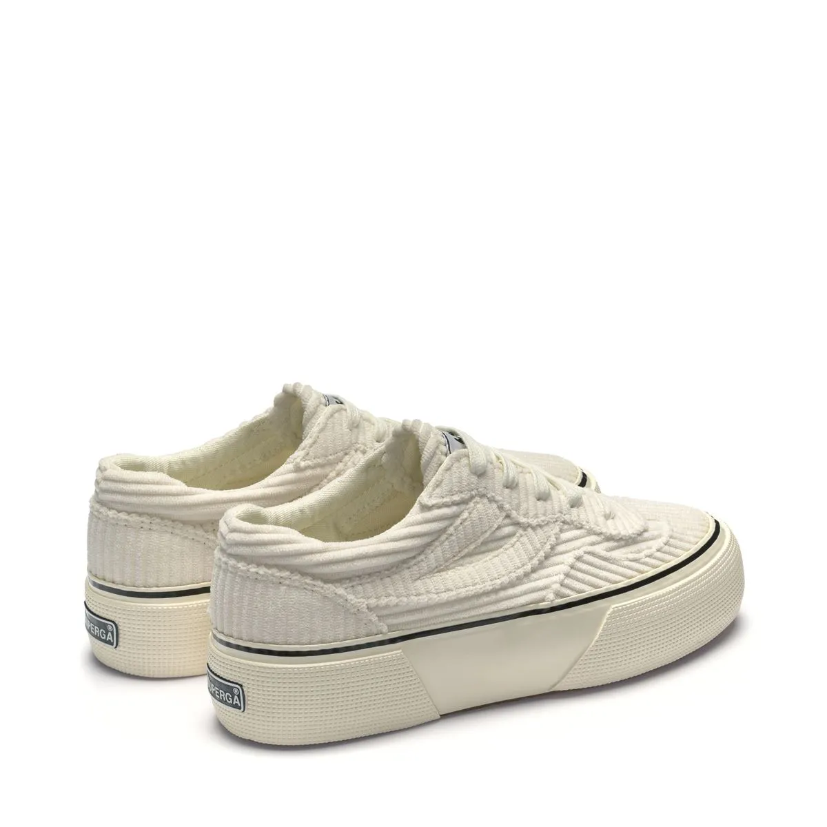 Beyaz 3041 Revolley Platform Corduroy Kadın Beyaz Platform Sneaker