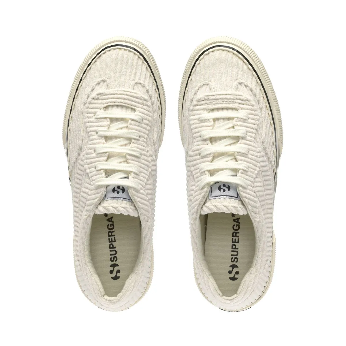 Beyaz 3041 Revolley Platform Corduroy Kadın Beyaz Platform Sneaker