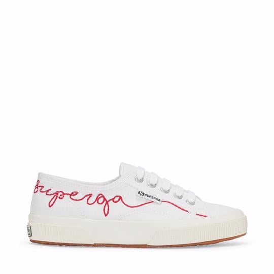 Beyaz 2750 Red Embroidery Kadın Beyaz-Kırmızı Bileksiz Sneaker - Superga®