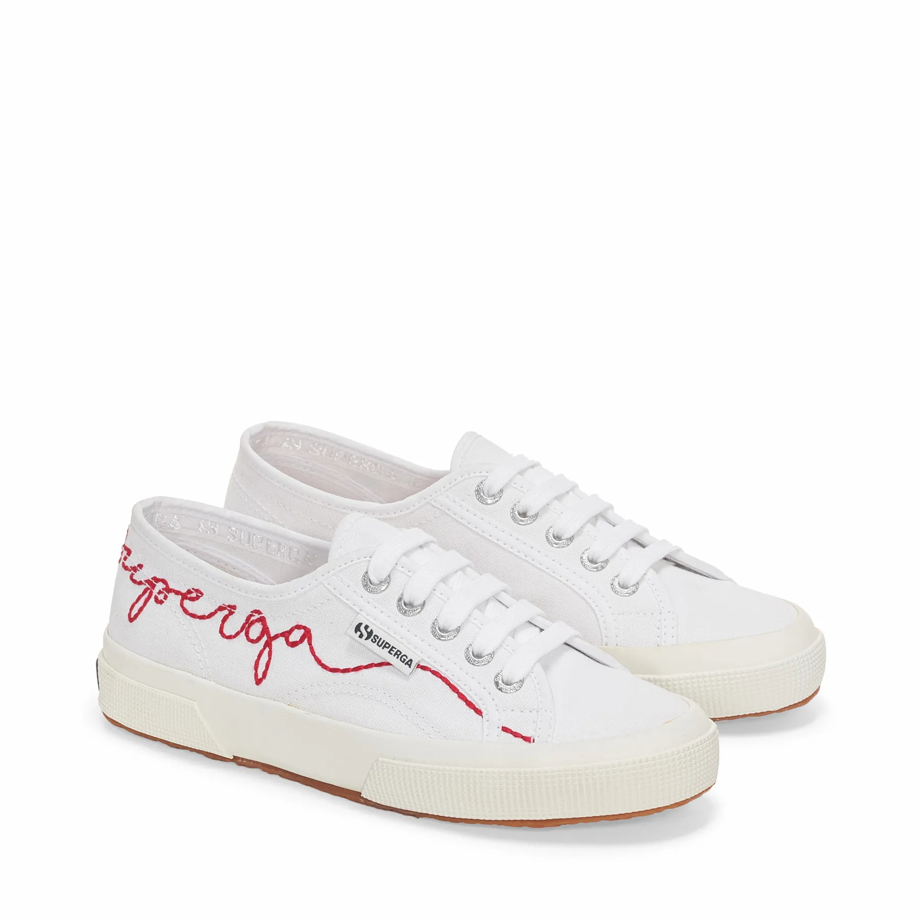 Beyaz 2750 Red Embroidery Kadın Beyaz-Kırmızı Bileksiz Sneaker