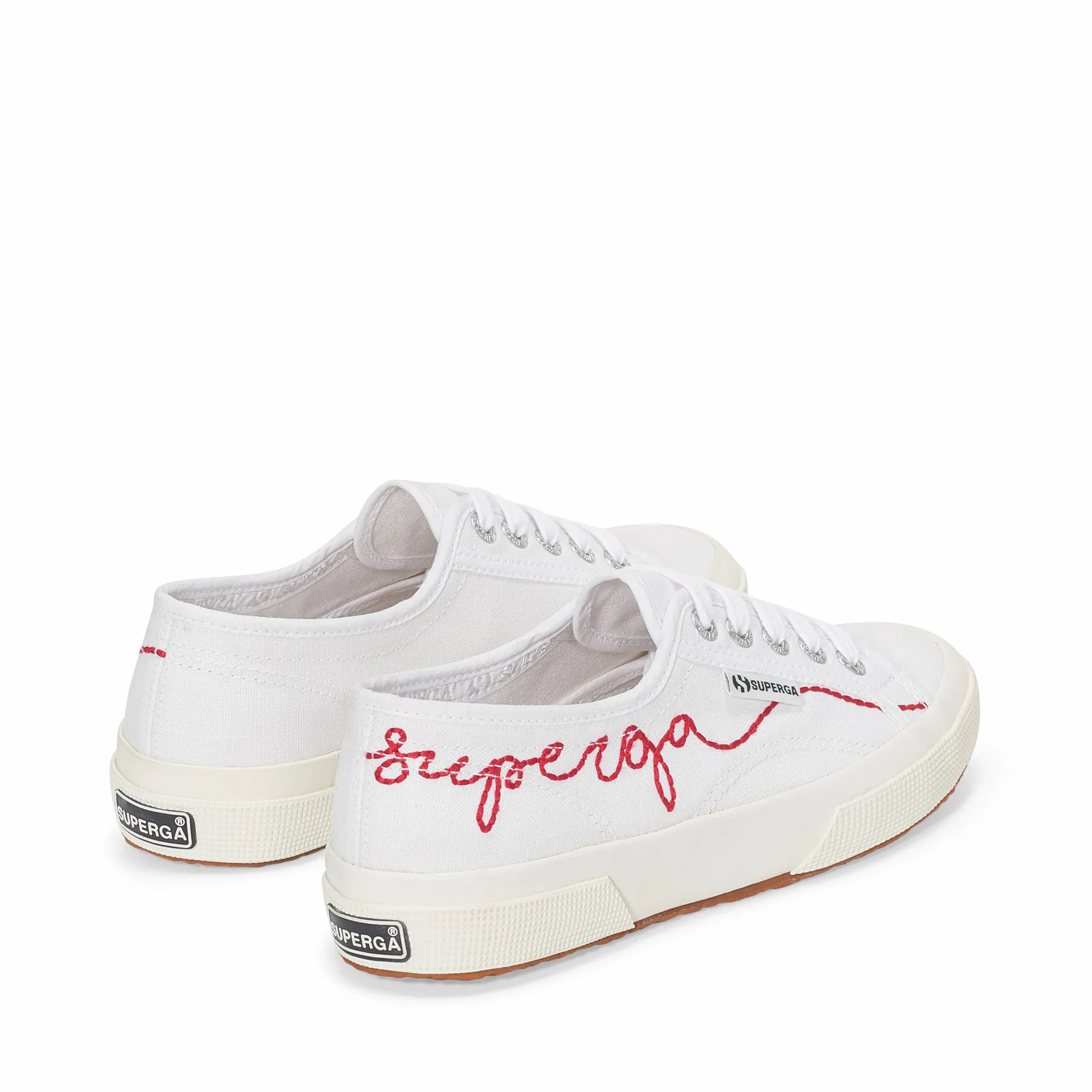 Beyaz 2750 Red Embroidery Kadın Beyaz-Kırmızı Bileksiz Sneaker