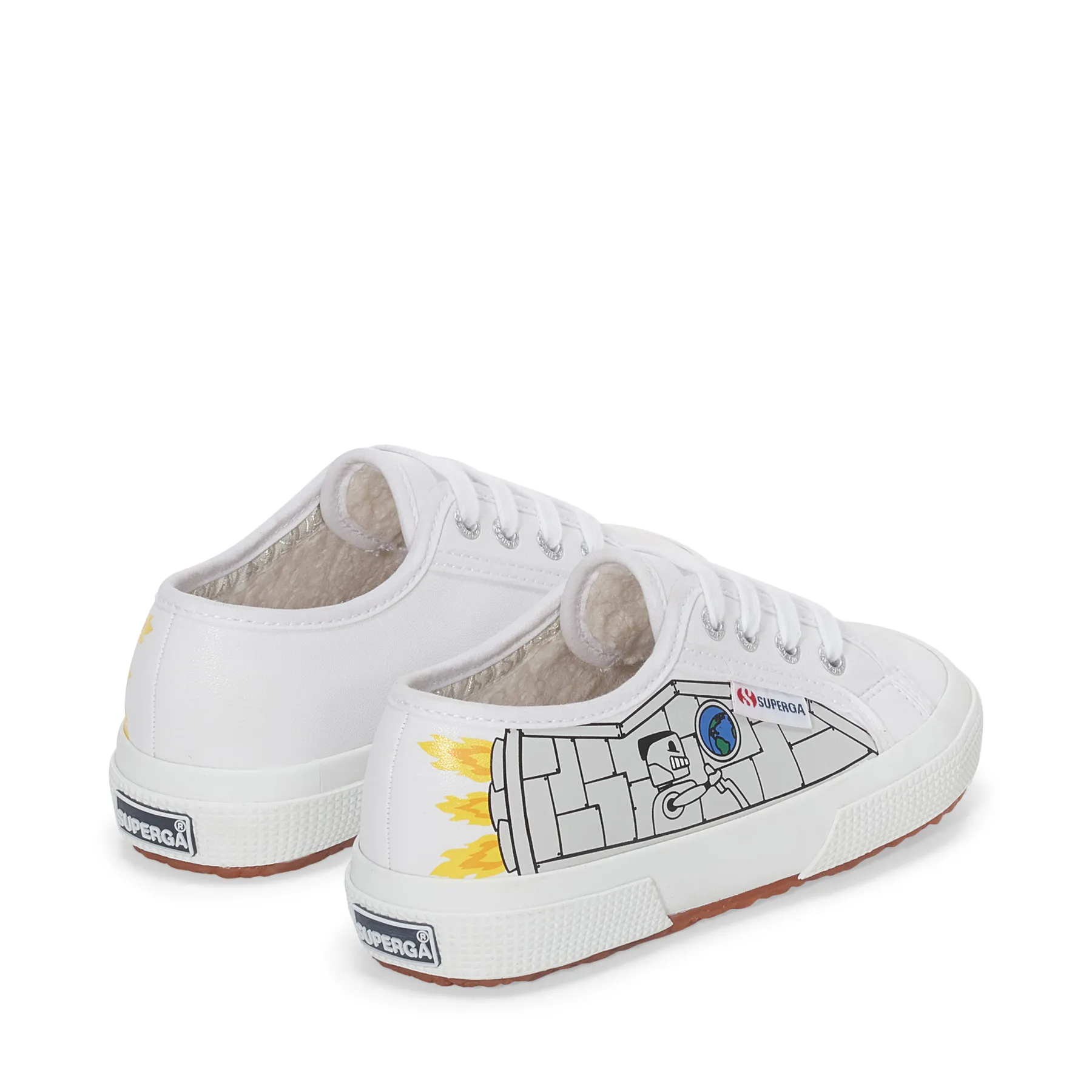 Beyaz 2750 Kids Faux Leather Robot Print Çocuk Unisex Beyaz-Sarı Bileksiz Sneaker