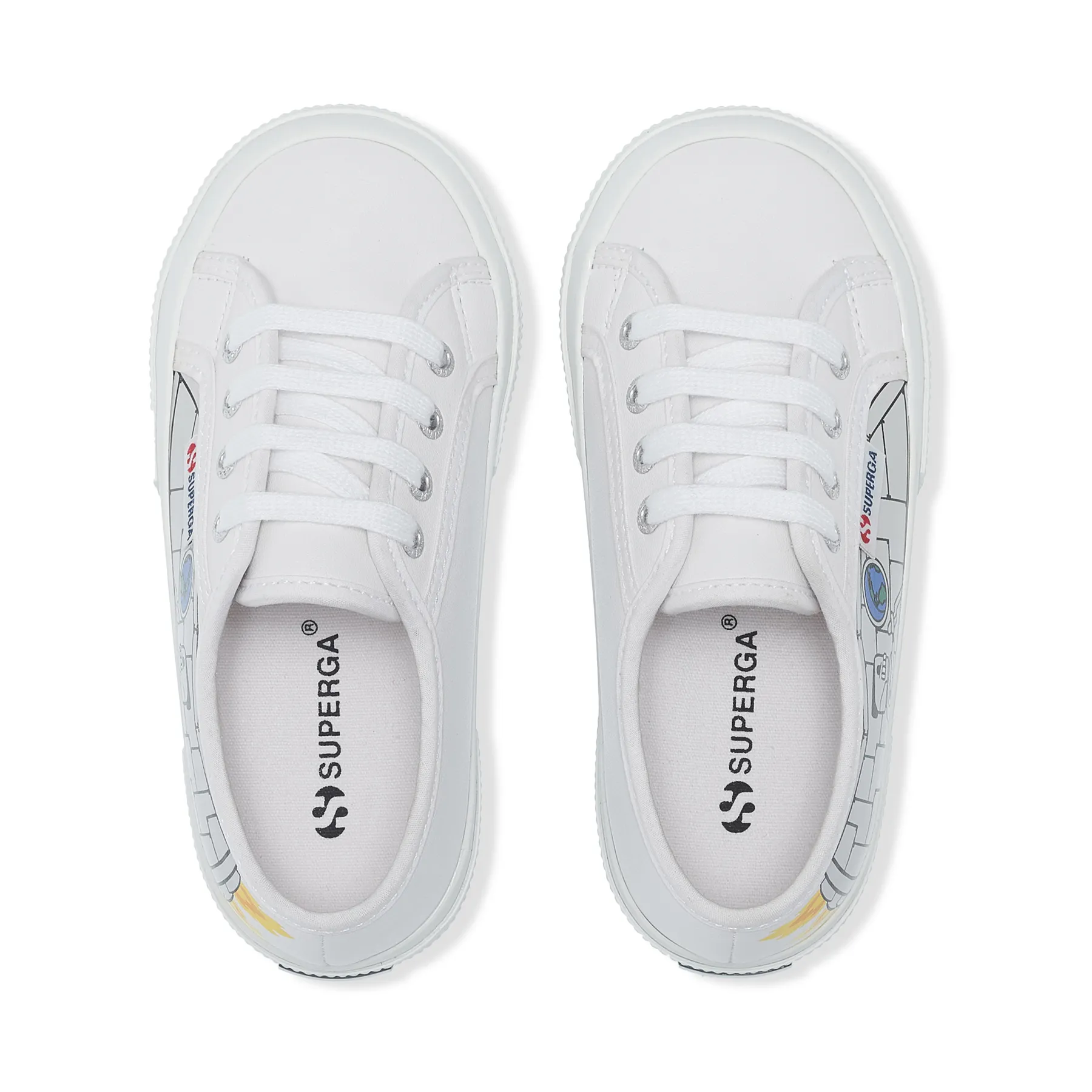 Beyaz 2750 Kids Faux Leather Robot Print Çocuk Unisex Beyaz-Sarı Bileksiz Sneaker