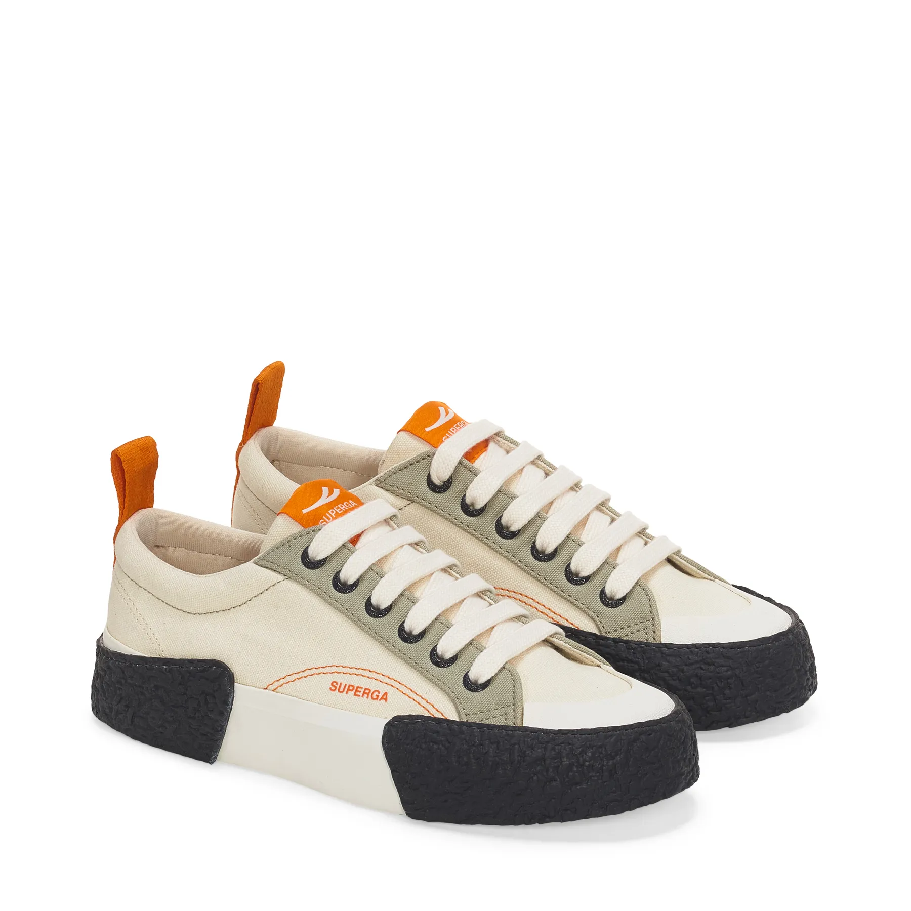 Beyaz 2660 Stripe Big Bumpers Block Unisex Beyaz-Turuncu-Yeşil Bileksiz Sneaker