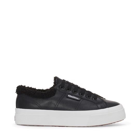 Siyah 2740 Platform Vegan Faux Leather Fur Kadın Siyah Bileksiz Sneaker - Superga®