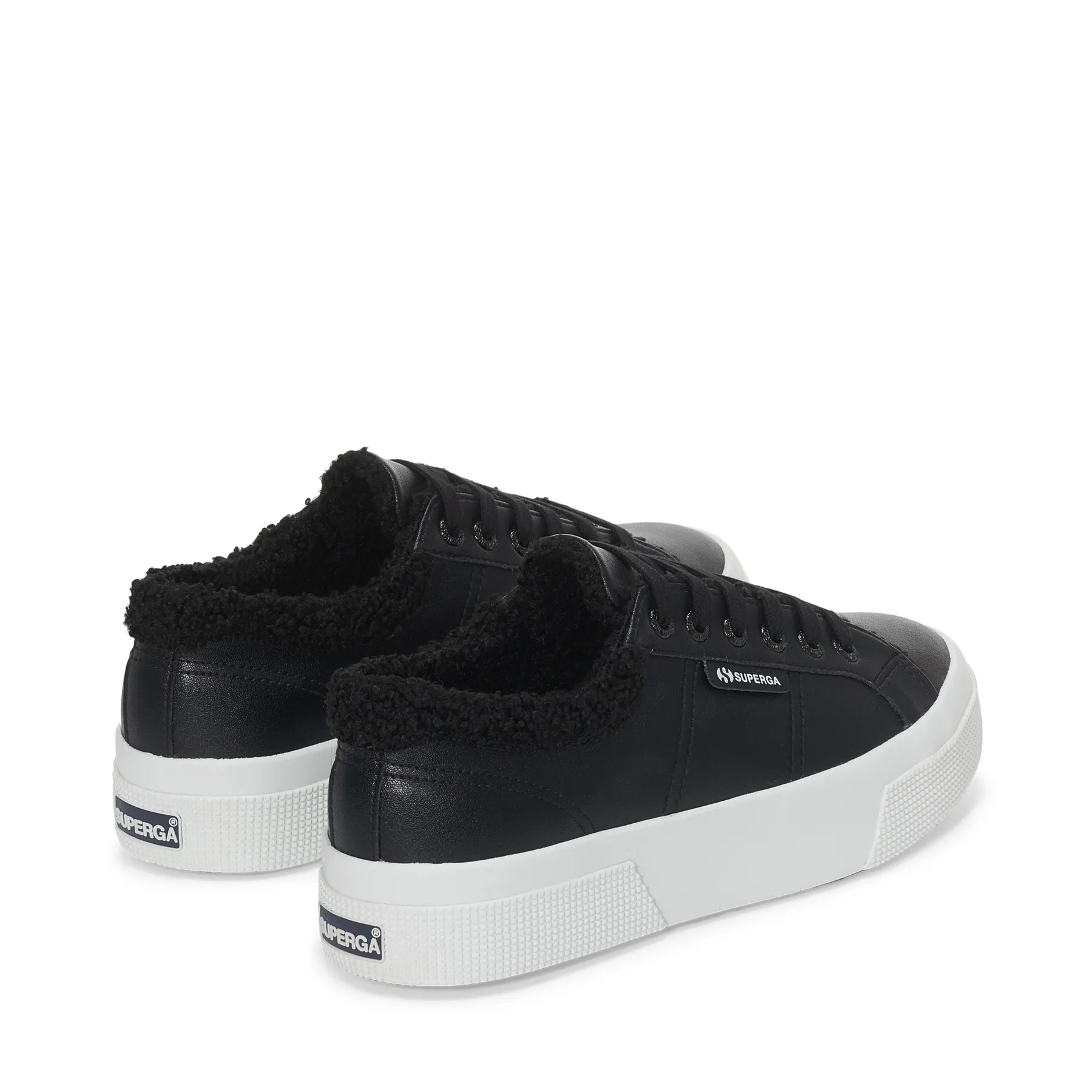 Siyah 2740 Platform Vegan Faux Leather Fur Kadın Siyah Bileksiz Sneaker