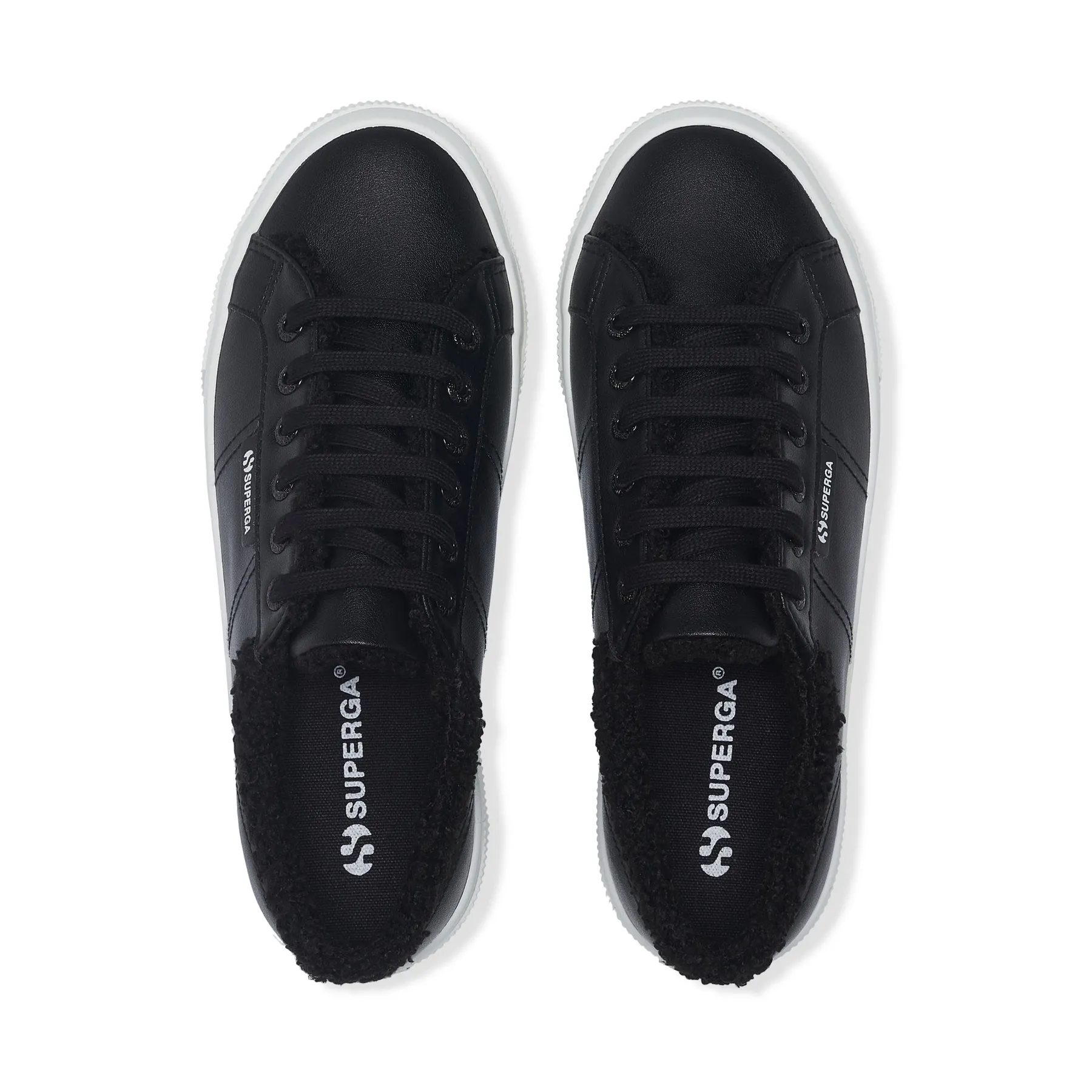 Siyah 2740 Platform Vegan Faux Leather Fur Kadın Siyah Bileksiz Sneaker