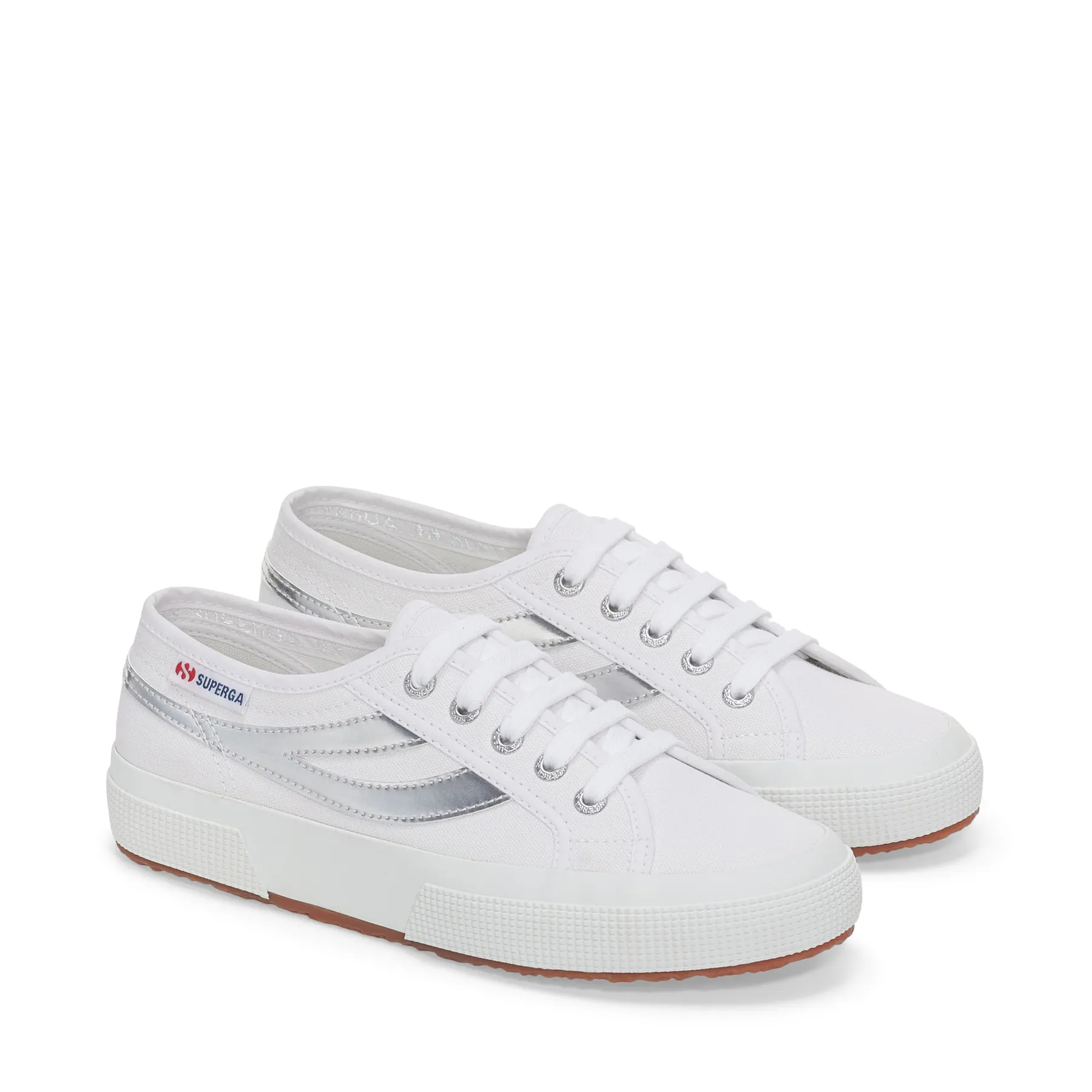 Beyaz 2953 Swallow Tail Mirror Faux Leather Kadın Beyaz-Gümüş Bileksiz Sneaker