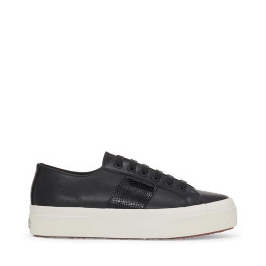 Siyah 2740 Platform Snake Leather Kadın Siyah Bileksiz Sneaker - Superga®