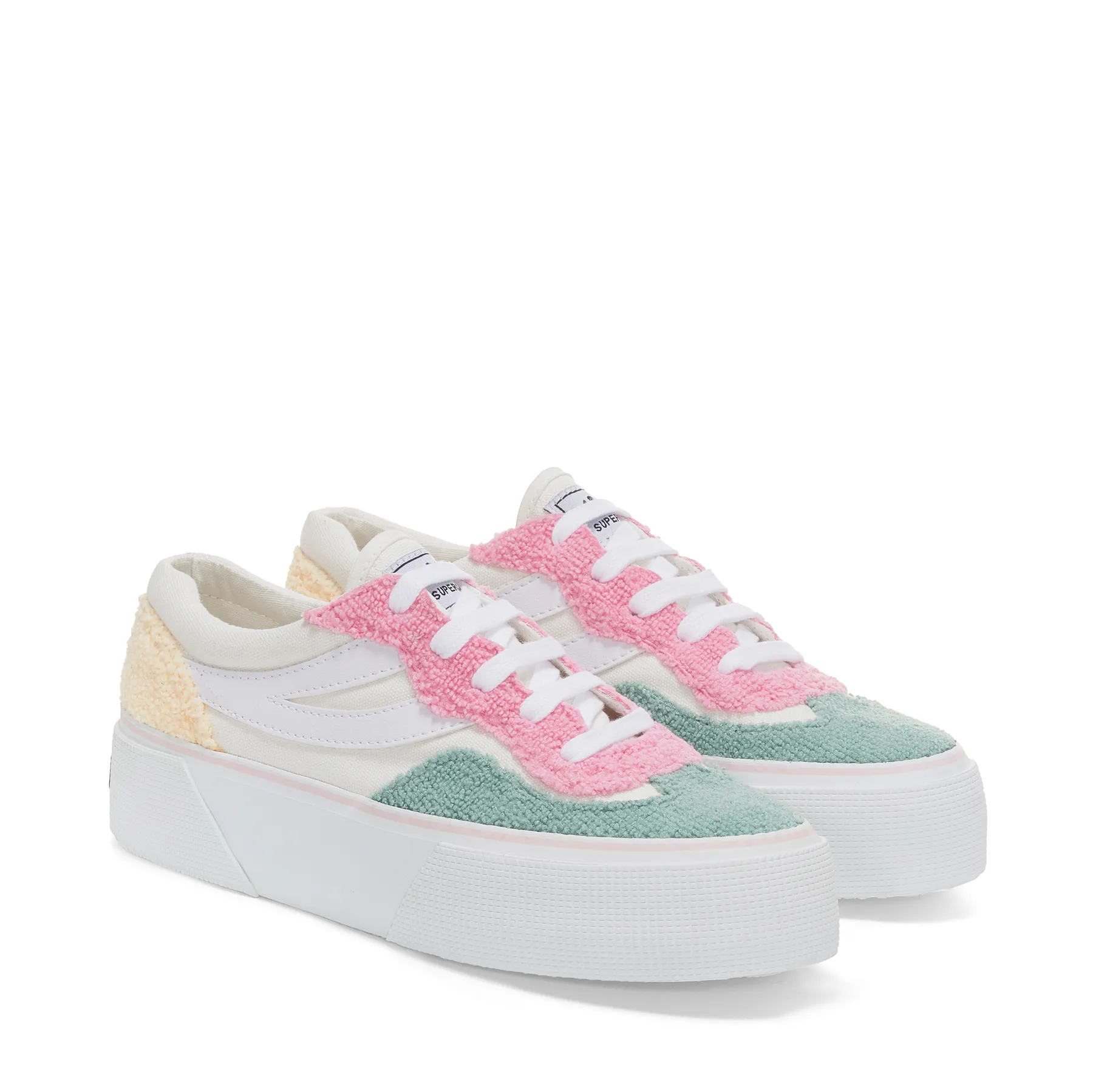 Beyaz 3041 Revolley Platform Terry Cloth Kadın Beyaz Platform Sneaker