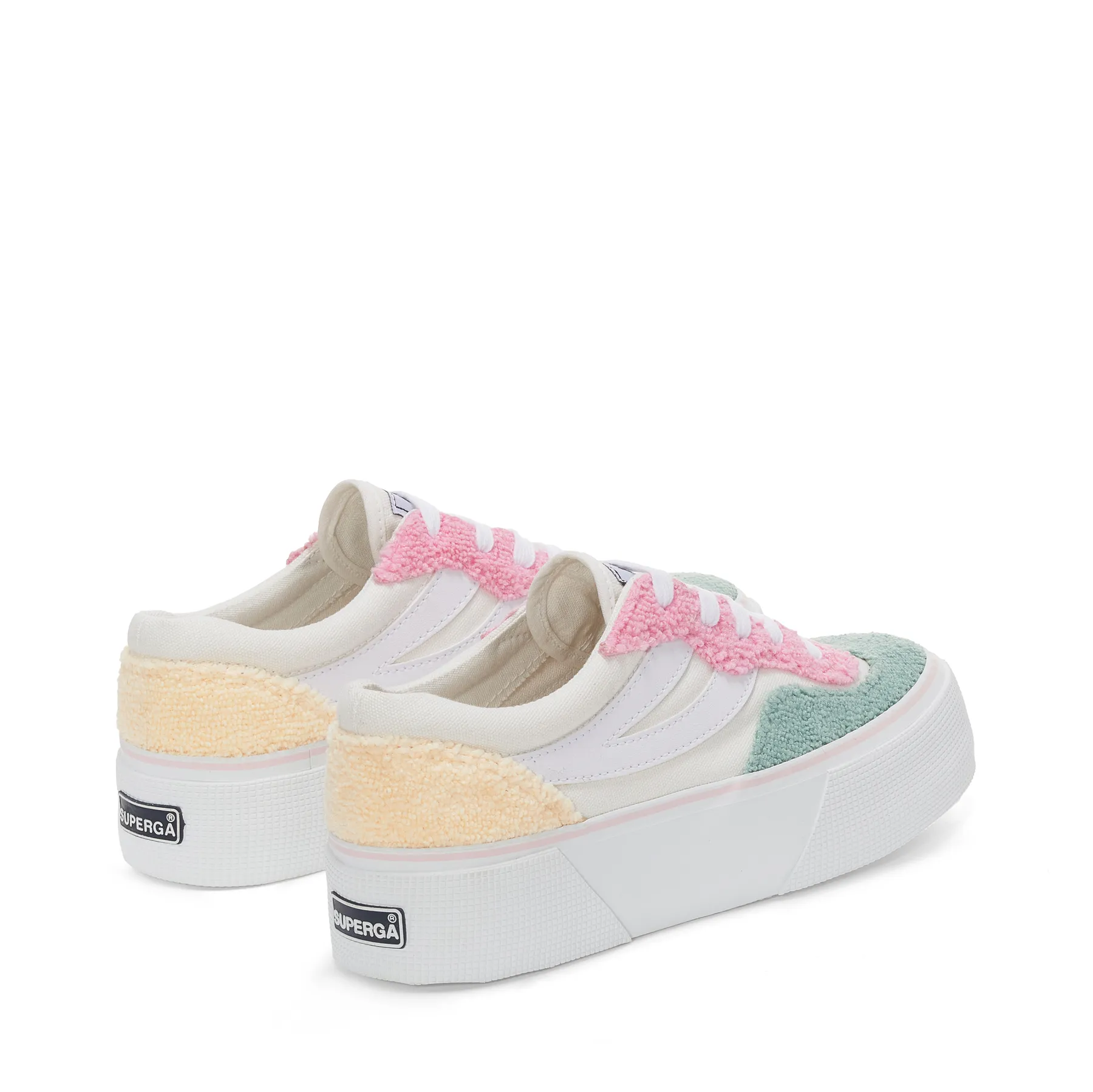 Beyaz 3041 Revolley Platform Terry Cloth Kadın Beyaz Platform Sneaker