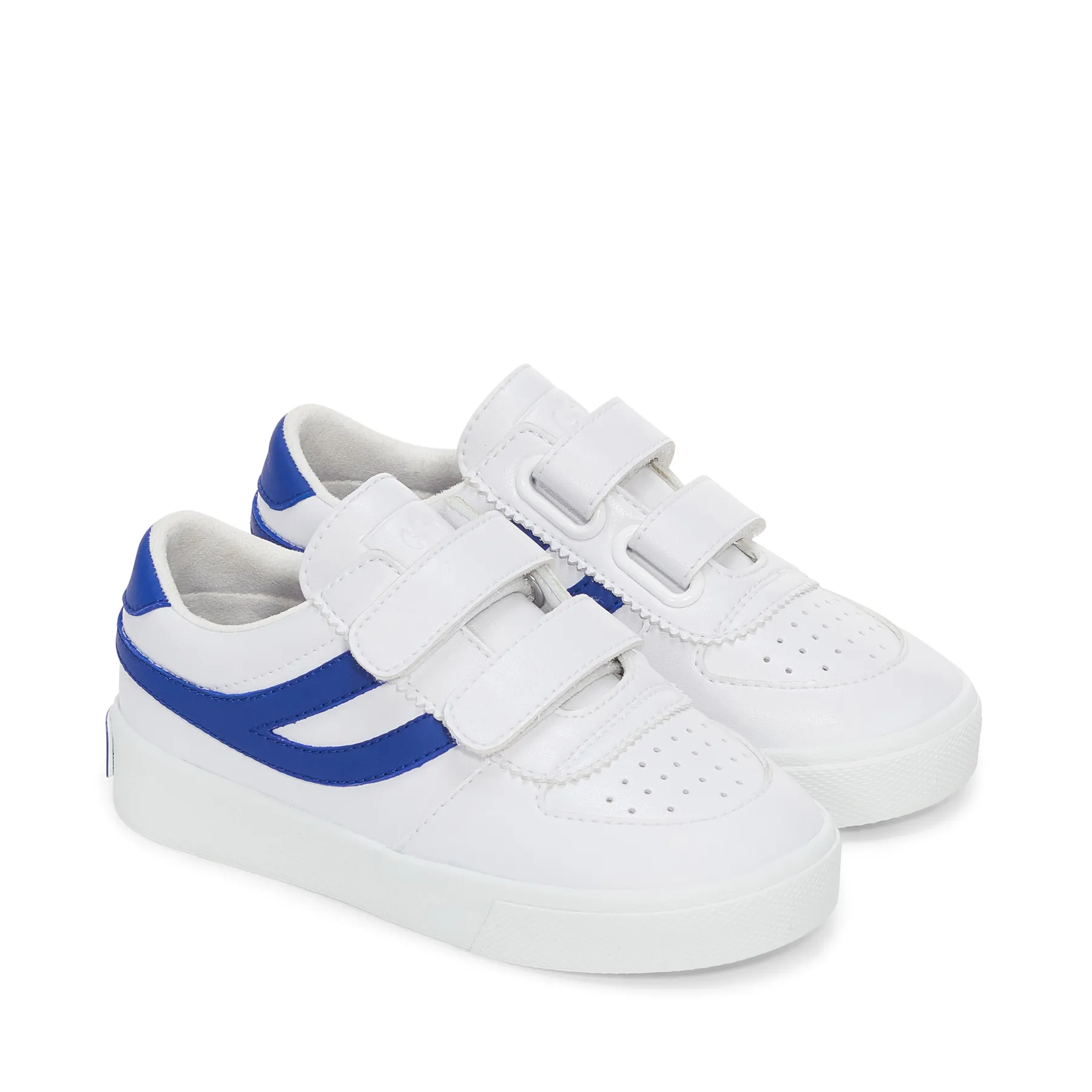 Beyaz 2846 Kids Seattle Straps Vegan Faux  Leather Çocuk Unisex Beyaz-Mavi Bileksiz Sneaker