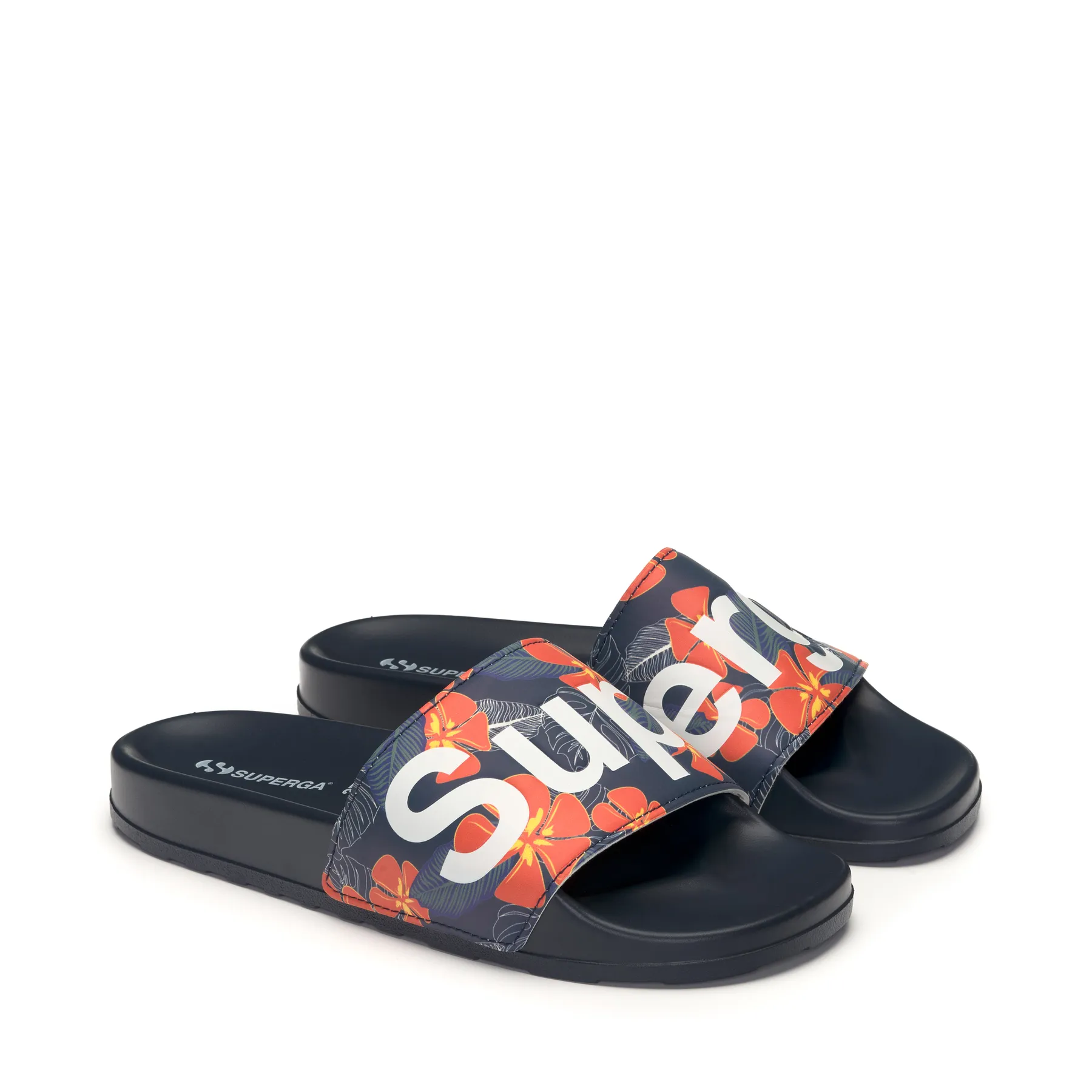 Mavi 1908 Slides Hibiscus Print Polysoft Unisex Siyah-Turuncu Terlik