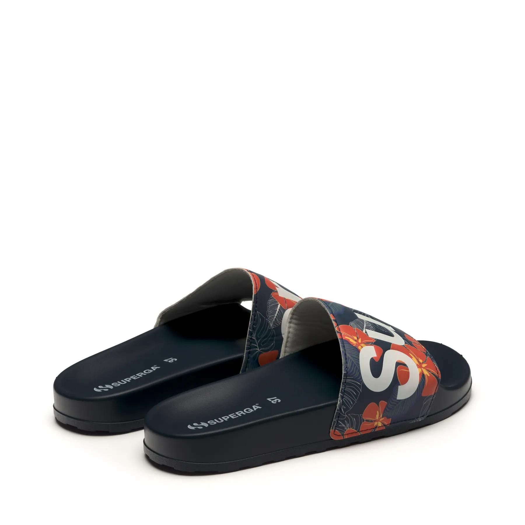 Mavi 1908 Slides Hibiscus Print Polysoft Unisex Siyah-Turuncu Terlik