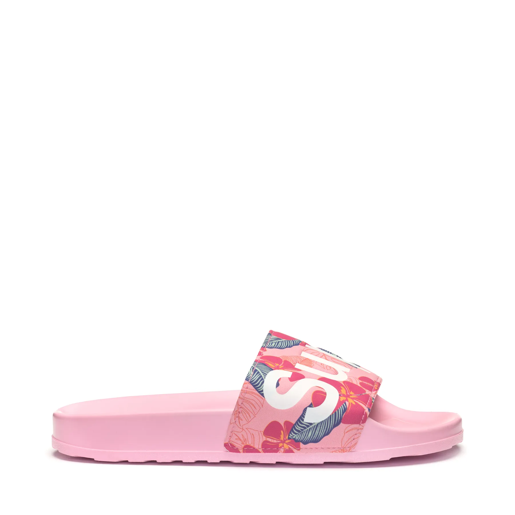 Pembe 1908 Slides Hibiscus Print Polysoft Unisex Pembe Terlik