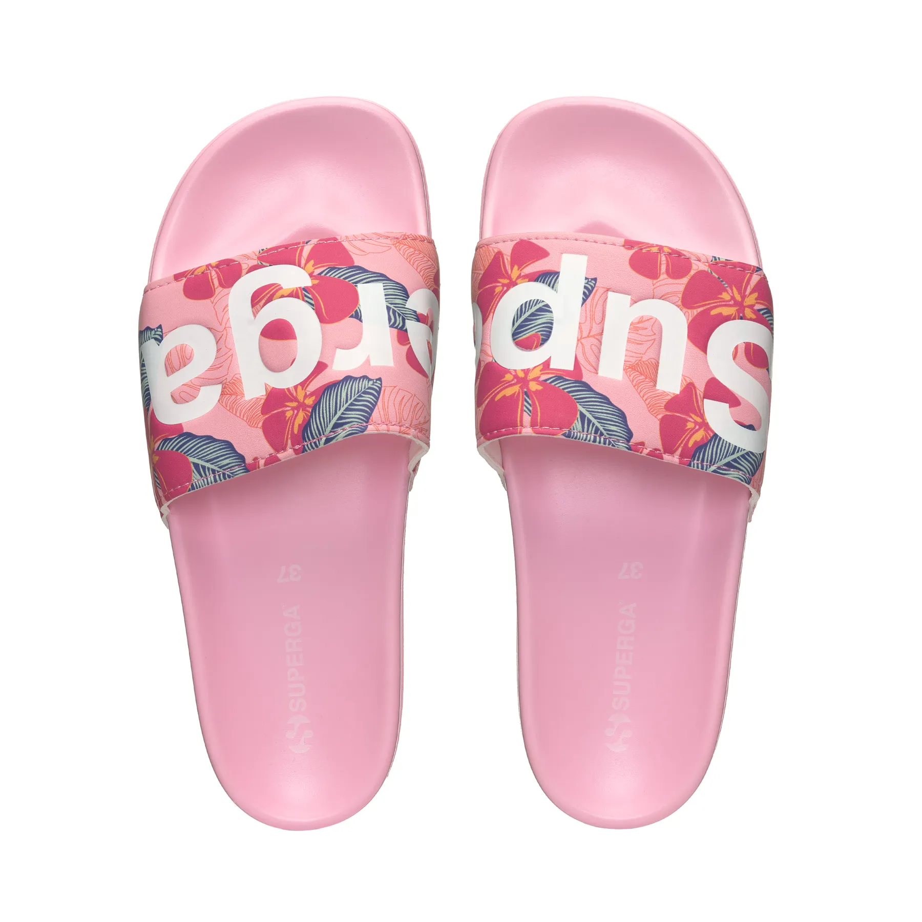 Pembe 1908 Slides Hibiscus Print Polysoft Unisex Pembe Terlik