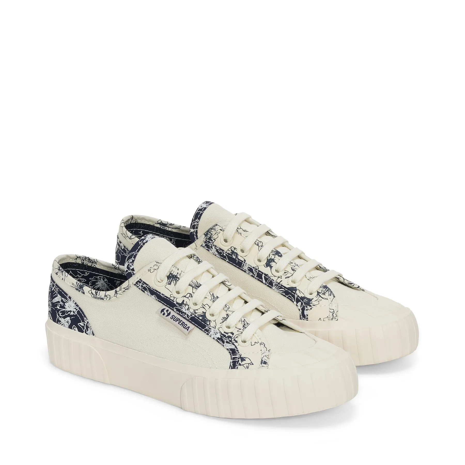 Bej 2630 Stripe Sketched Flowers Kadın Bej Sneaker