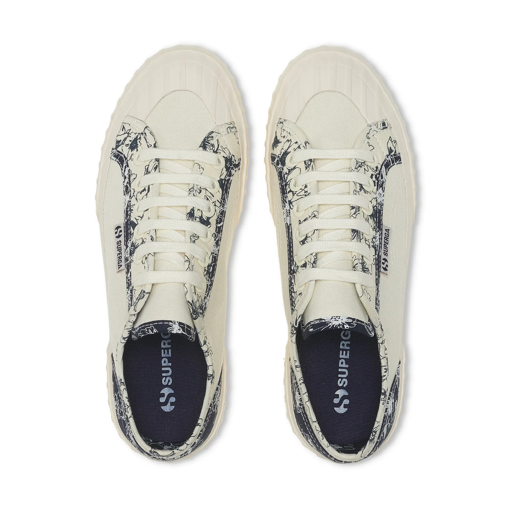 Bej 2630 Stripe Sketched Flowers Kadın Bej Sneaker