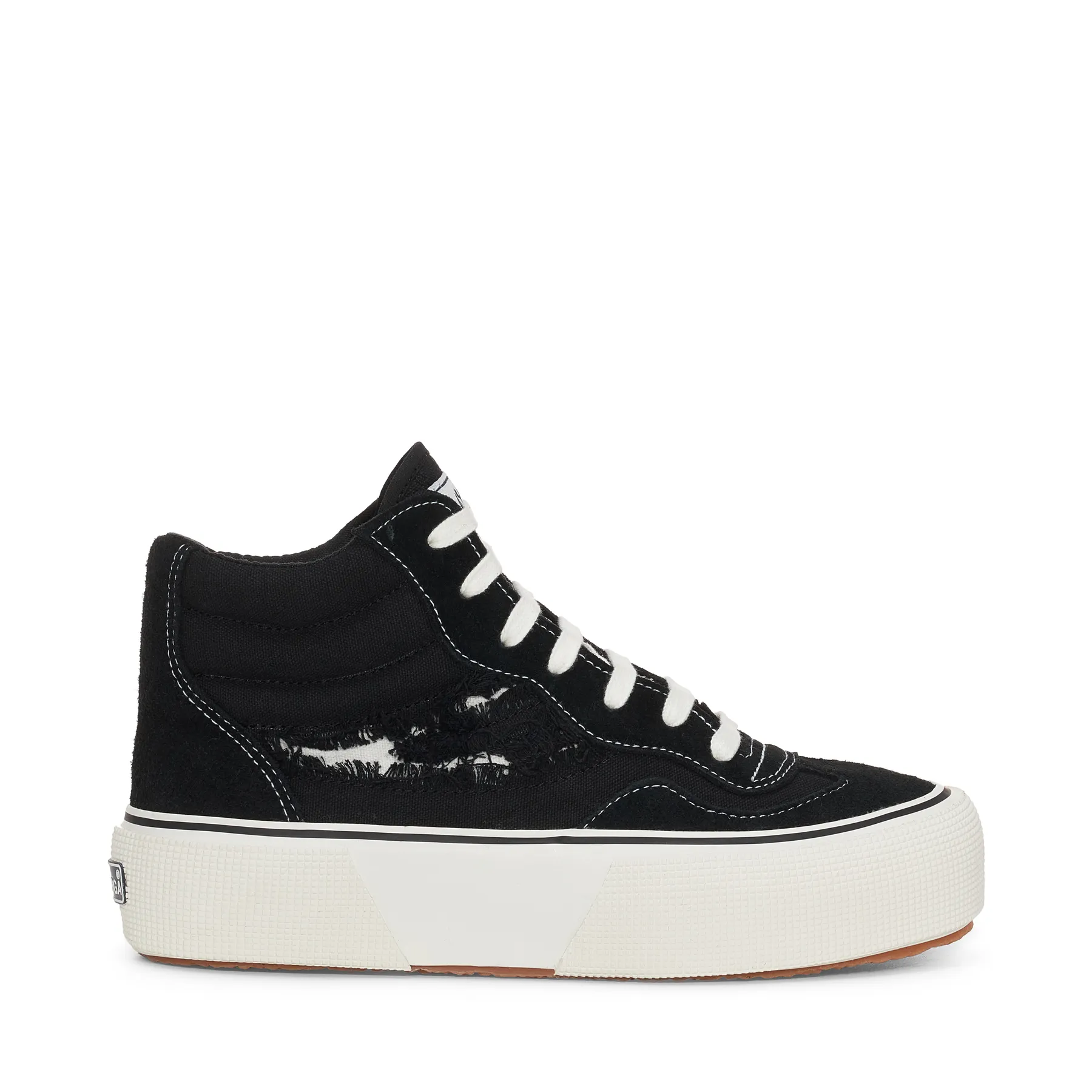 Siyah 3141 Revolley Mid Ripped Swallow Tail Kadın Siyah - Beyaz Bilekli Sneaker