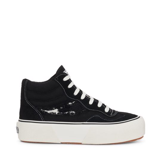Siyah 3141 Revolley Mid Ripped Swallow Tail Kadın Siyah - Beyaz Bilekli Sneaker - Superga®