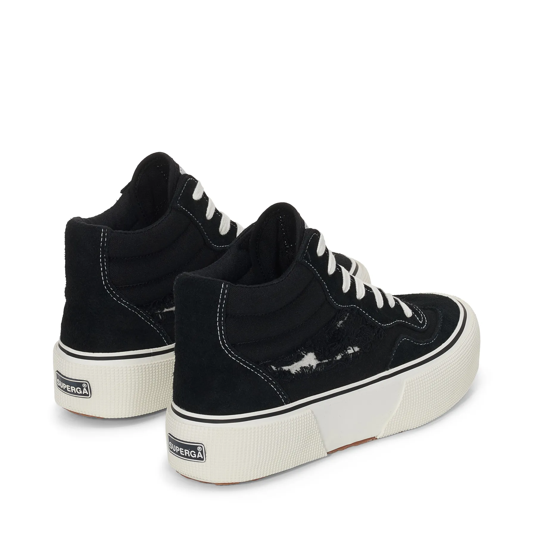 Siyah 3141 Revolley Mid Ripped Swallow Tail Kadın Siyah - Beyaz Bilekli Sneaker