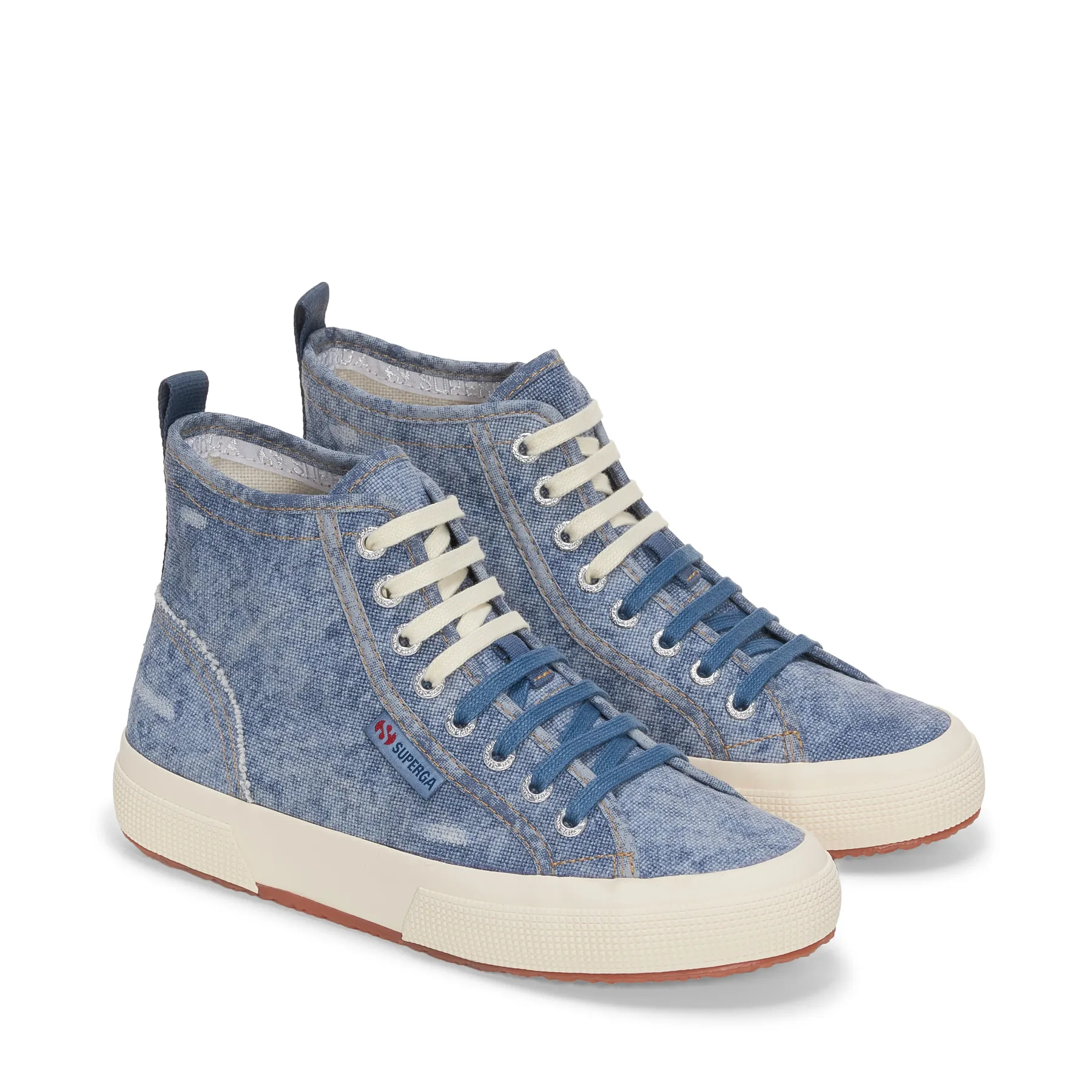 Beyaz 2573 Cotton Denim Destroyed Unisex Beyaz Bilekli Sneaker
