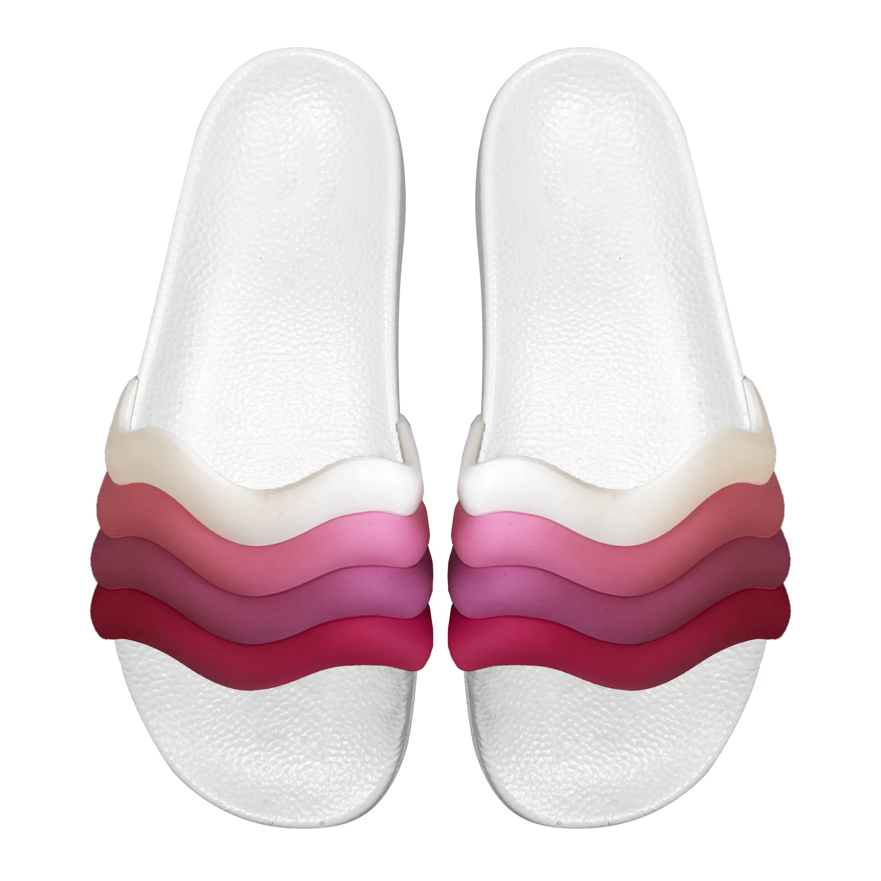 Beyaz 1908 Slides Curly Padded Stripes Kadın Beyaz Terlik