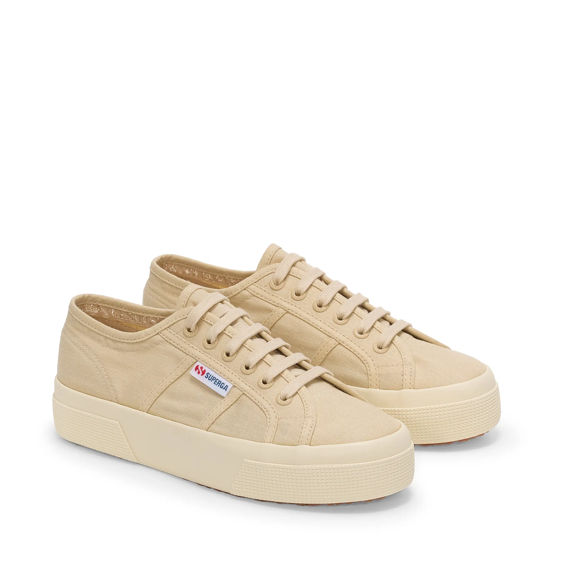 Bej 2740 Platform Linen Kadın Bej Bileksiz Sneaker
