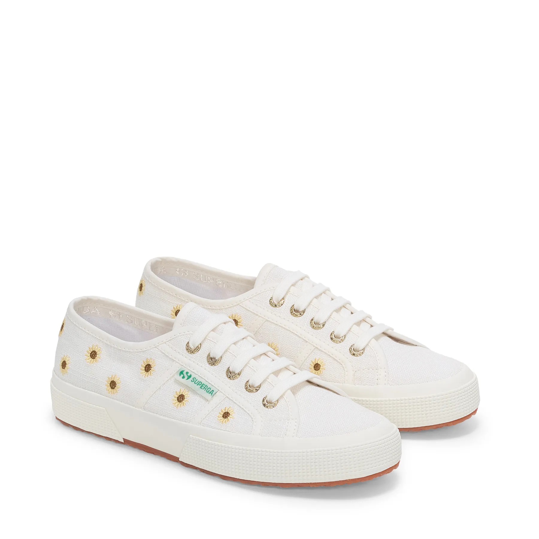 Beyaz 2750 Embroidery Linen Sunflower Kadın Beyaz Bileksiz Sneaker