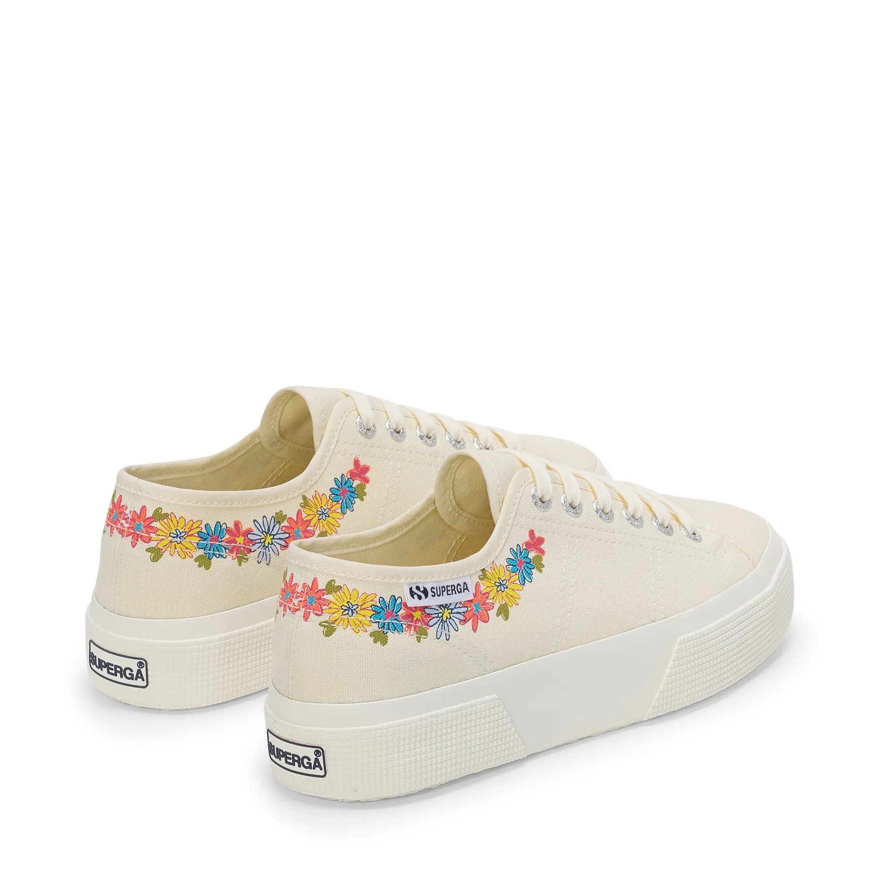 Bej 3740 Platform Flower Print Leggera Kadın Bej Bileksiz Sneaker