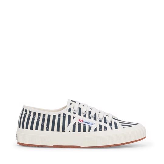 Beyaz 2750 Stripes Print Unisex Beyaz-Lacivert Bileksiz Sneaker - Superga®